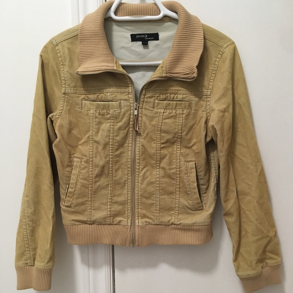 jacob jr stretch size XL women’s jacket tan collar zip up warm winter fall trend